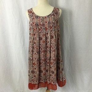 Max Studio Fully Lined Chiffon Scarf Print Pleated Bodice Shift Dress Sz S